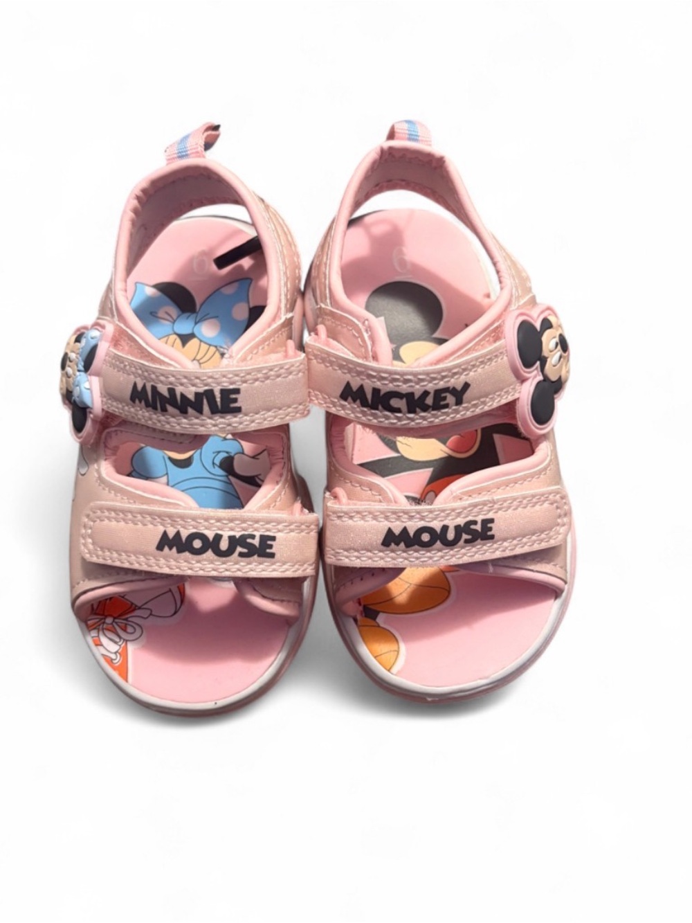 Disney Pink Minnie & Mickey Mouse Kids Hook-and-Loop Sandals